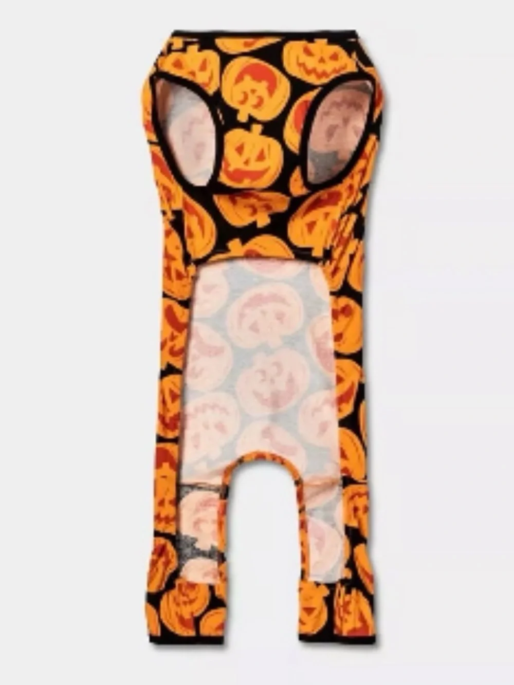 Hyde and Eek Dog/Cat Pumpkin Print Full-Body Pajama - S - New